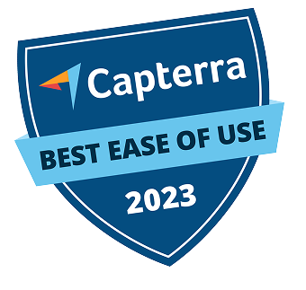Logo showcasing Capterra's 'Ease of Use' award for the platform.